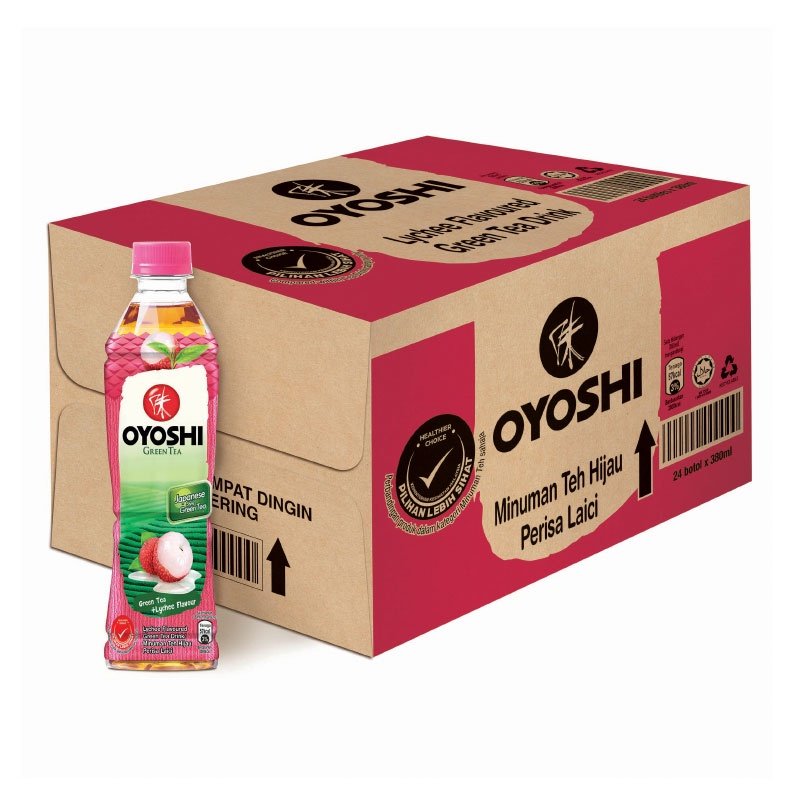 Oishi Green Tea Lychee Bottle 380ml - Image 2